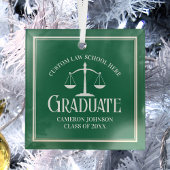 グリーンホワイトロースクール卒業クリスマス ガラスオーナメント
