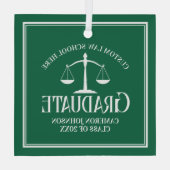 グリーンホワイトロースクール卒業クリスマス ガラスオーナメント (裏面)