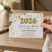 グリーンホワイトローズフローラクラス2025卒業 招待状