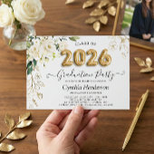 グリーンホワイトローズフローラクラス2025卒業 招待状