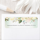 グリーンホワイトローズベビー散布差出人住所 ラベル (インサイチュ)