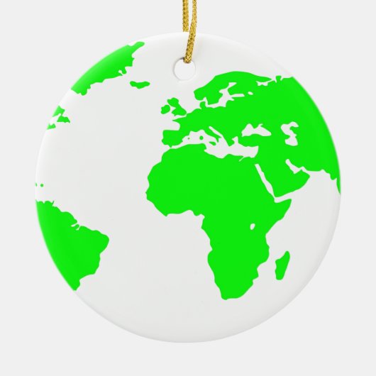 グリーンホワイトワールドマップ セラミックオーナメント (正面)