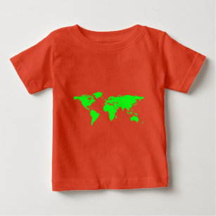 グリーンホワイトワールドマップ ベビーTシャツ