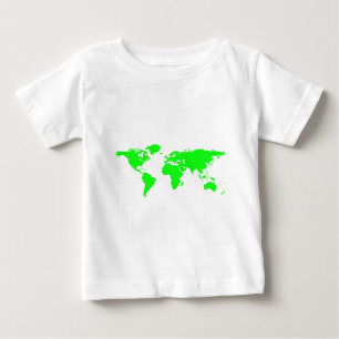 グリーンホワイトワールドマップ ベビーTシャツ