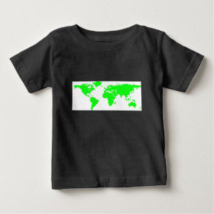グリーンホワイトワールドマップ ベビーTシャツ
