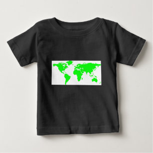 グリーンホワイトワールドマップ ベビーTシャツ