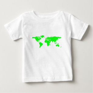 グリーンホワイトワールドマップ ベビーTシャツ