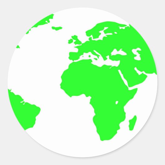 グリーンホワイトワールドマップ ラウンドシール (正面)