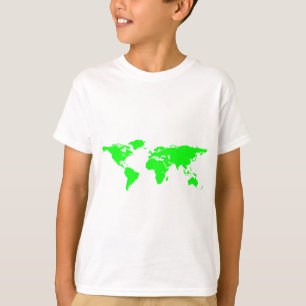 グリーンホワイトワールドマップ Tシャツ