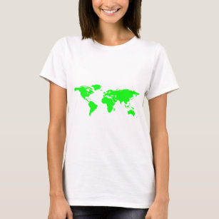 グリーンホワイトワールドマップ Tシャツ
