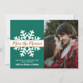 グリーンホワイト写真クリスマス妊娠発表 案内状 (正面)