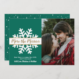 グリーンホワイト写真クリスマス妊娠発表 案内状