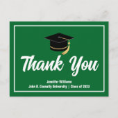 グリーンホワイト卒業パーソナライズされた科 ポストカード (正面)