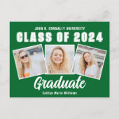 グリーンホワイト卒業写真コラージュ2025卒業 案内ポストカード (正面)