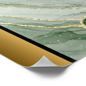 グリーンホワイト大理石/ブラック金ゴールドア縁どート ポスター (角)