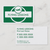 グリーンホワイト小飛行機飛んでいるパイロット名刺 名刺 (正面/裏面)