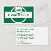 グリーンホワイト小飛行機飛んでいるパイロット名刺 名刺 (正面/裏面)