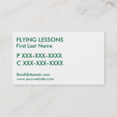 グリーンホワイト小飛行機飛んでいるパイロット名刺 名刺 (裏面)