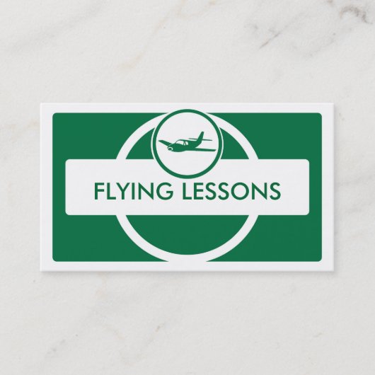グリーンホワイト小飛行機飛んでいるパイロット名刺 名刺 (正面)