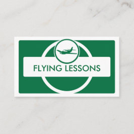 グリーンホワイト小飛行機飛んでいるパイロット名刺 名刺