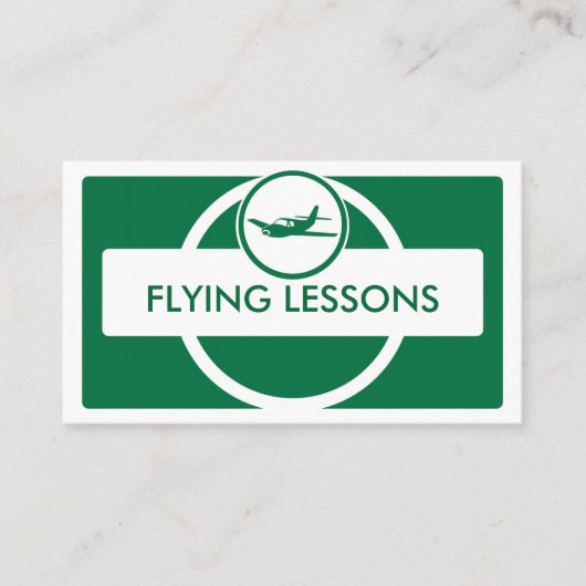 グリーンホワイト小飛行機飛んでいるパイロット名刺 名刺 (正面)