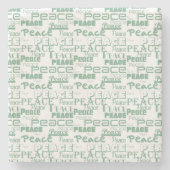 グリーンホワイト感動的ピース ストーンコースター (正面)