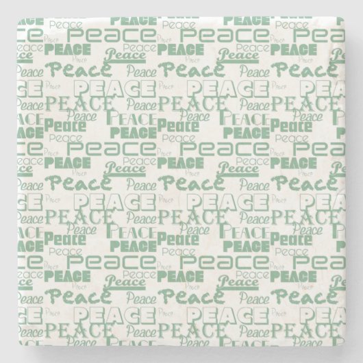 グリーンホワイト感動的ピース ストーンコースター (正面)