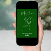 グリーンホワイト抽象芸術トナカイモダンクリスマス シーズンカード