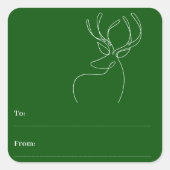 グリーンホワイト抽象芸術トナカイモダンクリスマス スクエアシール (正面)