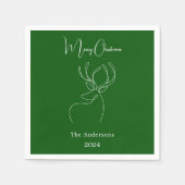 グリーンホワイト抽象芸術トナカイモダンクリスマス スタンダードカクテルナプキン (正面)