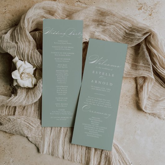 グリーンホワイト書道結婚式 プログラム