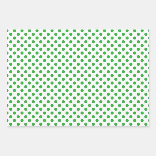 グリーンホワイト水玉模様クリスマス ラッピングペーパーシート (正面)