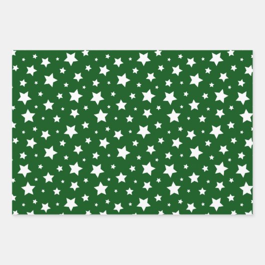 グリーンホワイト水玉模様ズスターズプレイドホリデー ラッピングペーパーシート (正面2)