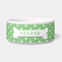 グリーンホワイト水玉模様ドッグボーンペットネームドッグ