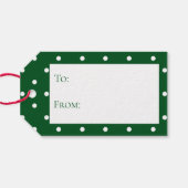グリーンホワイト水玉模様ホリデーギフトラベル ギフトタグ (裏面横)