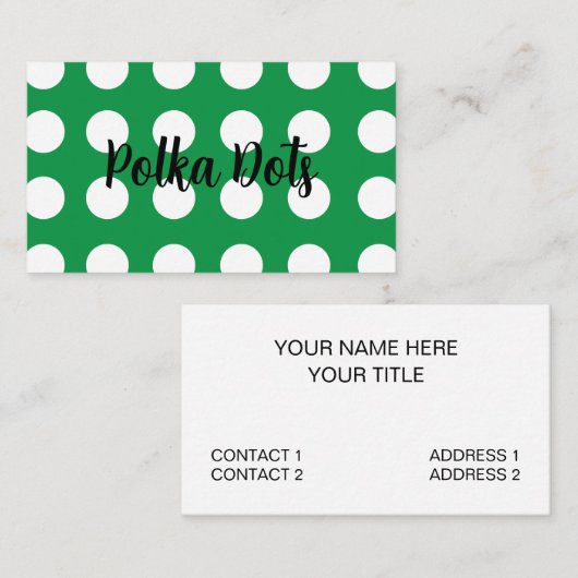 グリーンホワイト水玉模様ヴィンテージレトロ 名刺 (正面/裏面)