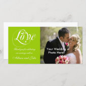 グリーンホワイト結婚の感謝フォトカードテンプレート サンキューカード (正面/裏面)