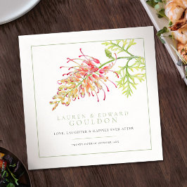 グリーンホワイト結婚の花の水色 スタンダードカクテルナプキン