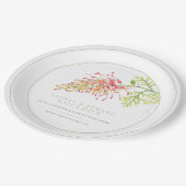 グリーンホワイト結婚の花の水色 ペーパープレート (アングル)