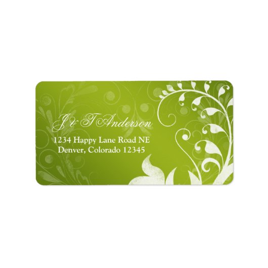 グリーンホワイト結婚フローラ住所 シール (正面)