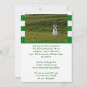 グリーンホワイト線形卒業発表カード 招待状 (裏面)