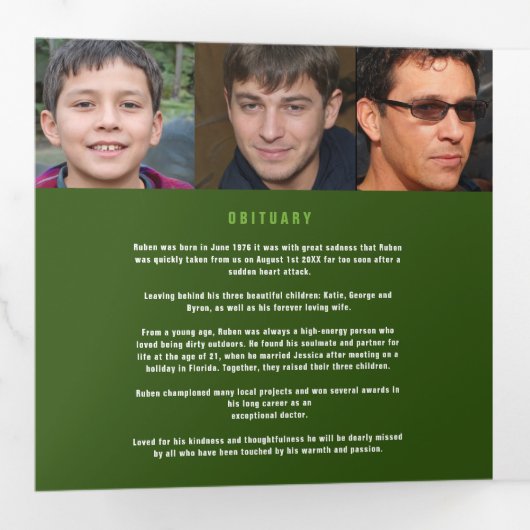 グリーンホワイト葬儀サービスのゴルファーカスタムの写真 三つ折りプログラム (内部最初)