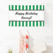 グリーンホワイト誕生日バナストライプー 横断幕 (インサイチュ)