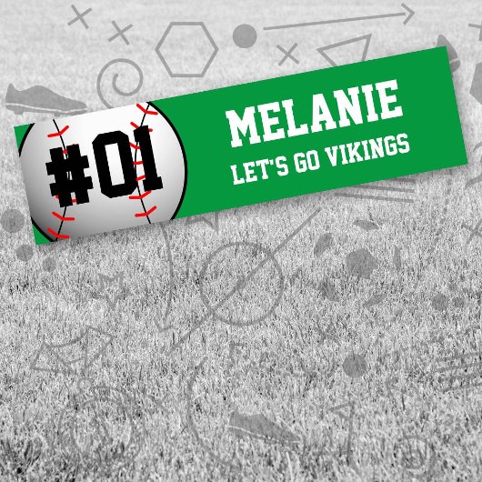 グリーンホワイト野球チーム バンパーステッカー