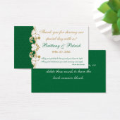 グリーンホワイト金ゴールドスクロールShamrocksメッセージカード (デスク)