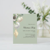 グリーンホワイト金ゴールドデコールクリスマスパーティの招待状 (スタンド正面)