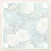 グリーンホワイト金ゴールドバラフローラ ガラスコースター (裏面)