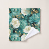 グリーンホワイト金ゴールドバラフローラ バスタオルセット (ウォッシュタオル)