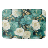 グリーンホワイト金ゴールドバラフローラ バスマット (正面)