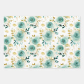 グリーンホワイト金ゴールドバラフローラ ラッピングペーパーシート (正面2)